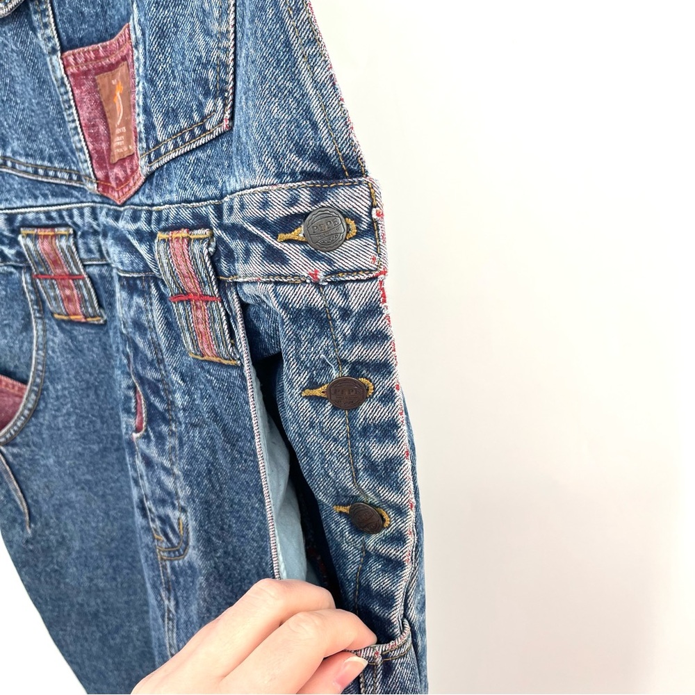 VINTAGE Denim Jumper Overalls Dress M Y2K 00s 90s Pinafore Jeans Pockets Vtg - Picture 4 of 11